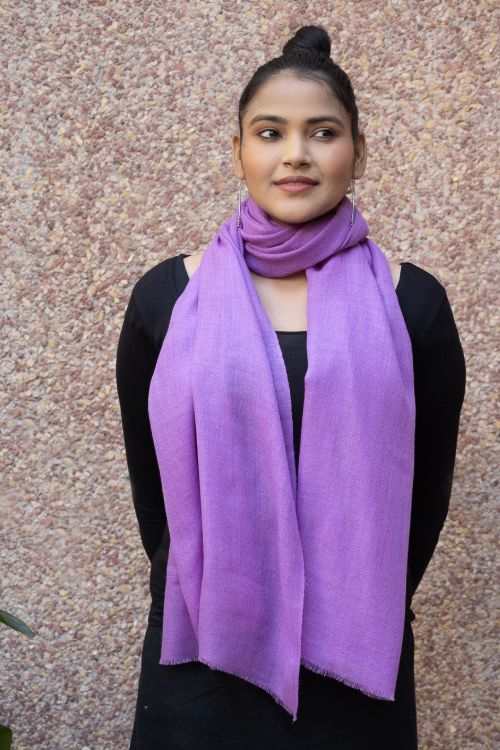 TICH Fine, Soft Kashmiri Plain Wool Stole - Warm Mauve
