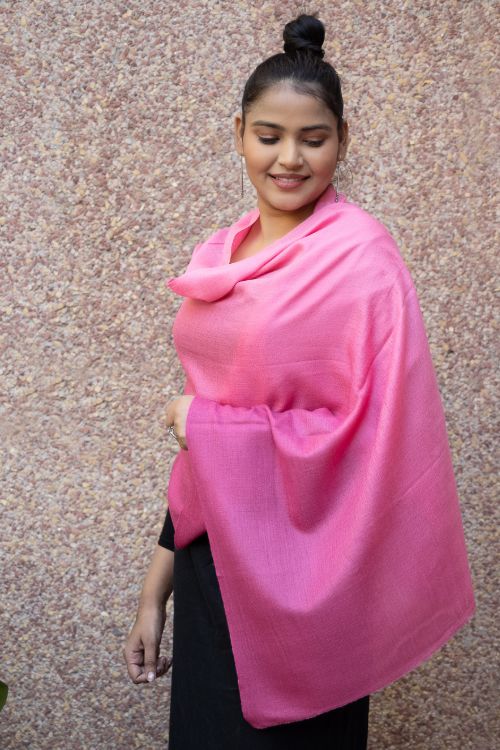 TICH Fine, Soft Kashmiri Ombre Wool Stole - Shades Of Pink