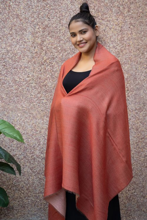 TICH Exclusive Reversible Soft Kashmiri Wool Stole - Pale Pink & Pale Red