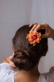 Samoolam Handmade Crochet Hairstick ~  Orange Camelia