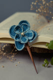 Samoolam Handmade Crochet Hairstick ~  Blue Lotus