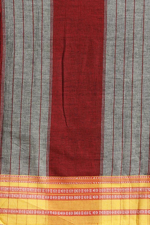 Punarjeevana Brown Body Ganga Jamuna  Red And Yellow Border Reversible Hubli