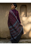 Brown & Deep Green Handwoven Ikat Cotton Sambhalpuri Saree Online