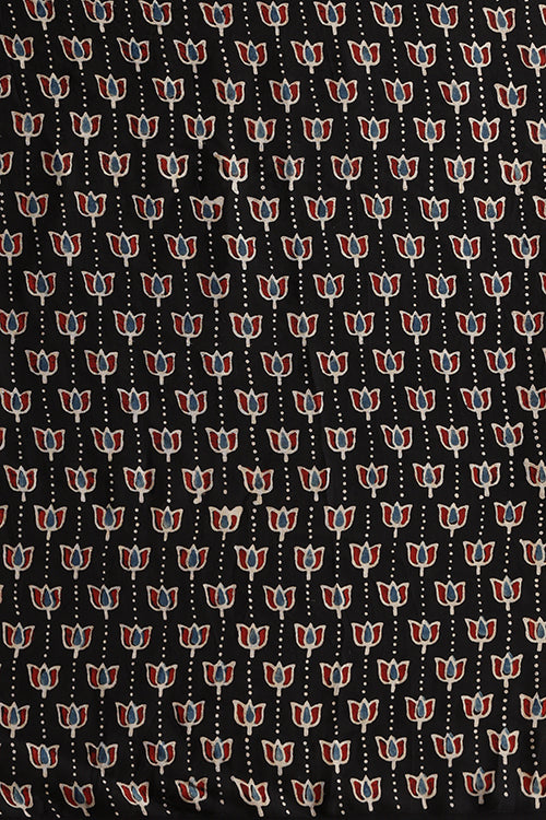 Jahangir Khatri - Black & Maroon Ajrakh & Bandhani Modal Tissue Pallu Saree