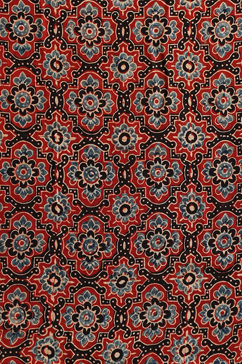 Jahangir Khatri - Red & Red Ajrakh & Bandhani Modal Saree