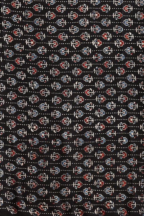 Jahangir Khatri - Black & Red Ajrakh & Bandhani Modal Tissue Pallu Saree