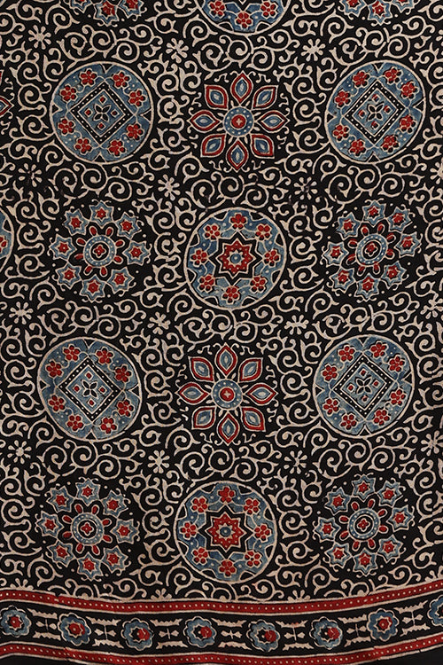 Jahangir Khatri - Black Ajrakh Modal Tissue Pallu Saree