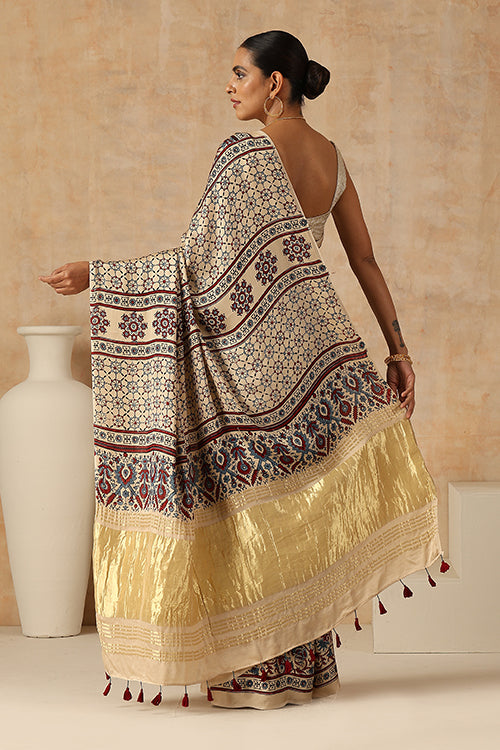 Jahangir Khatri - Bagru Ajrakh Modal  Tissue Pallu Saree