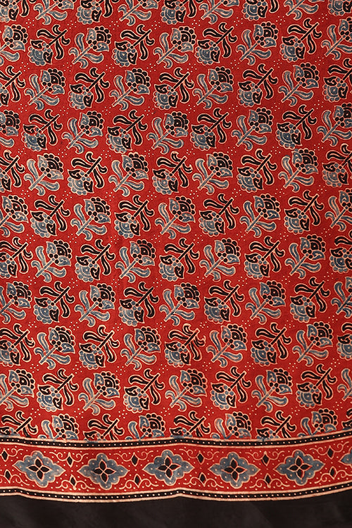 Jahangir Khatri - Red Ajrakh Modal Tissue Pallu Saree