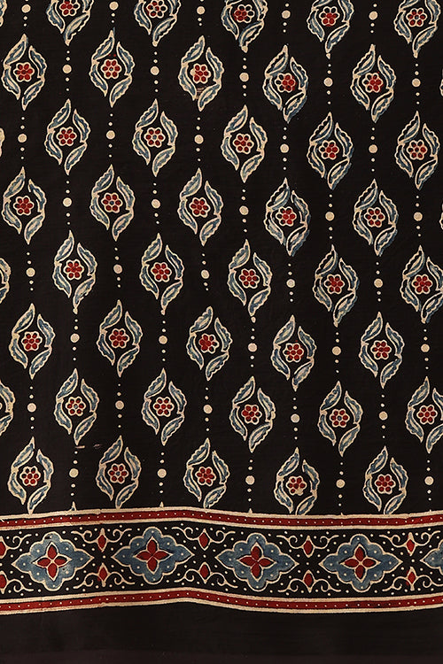 Jahangir Khatri - Black Ajrakh Modal Tissue Pallu Saree
