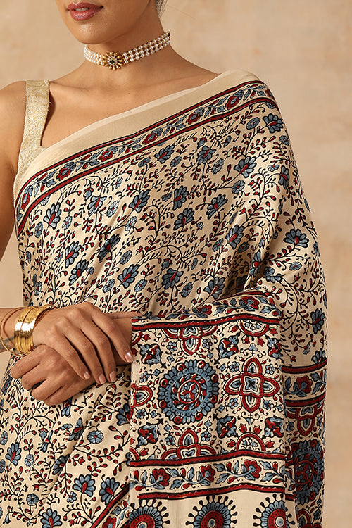 Jahangir Khatri Handblock Printed Ajrakh Saree Online - 037