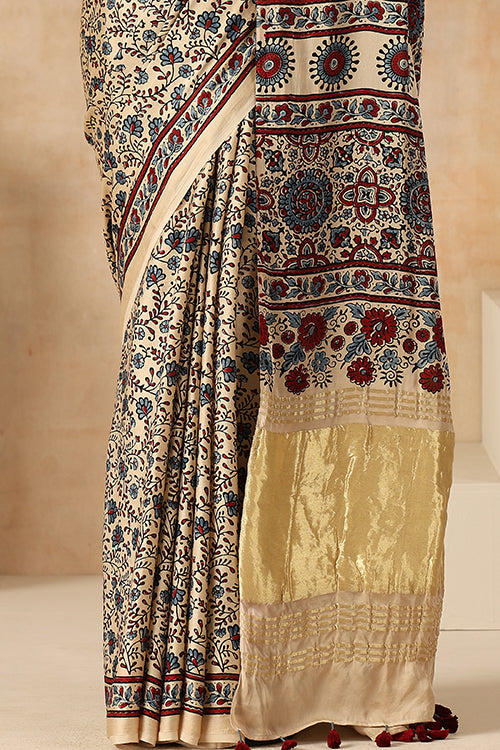Jahangir Khatri - Bagru Ajrakh Modal Tissue Pallu Saree