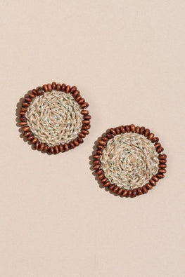 WHE Jute And Wooden Beads Crochet Studs