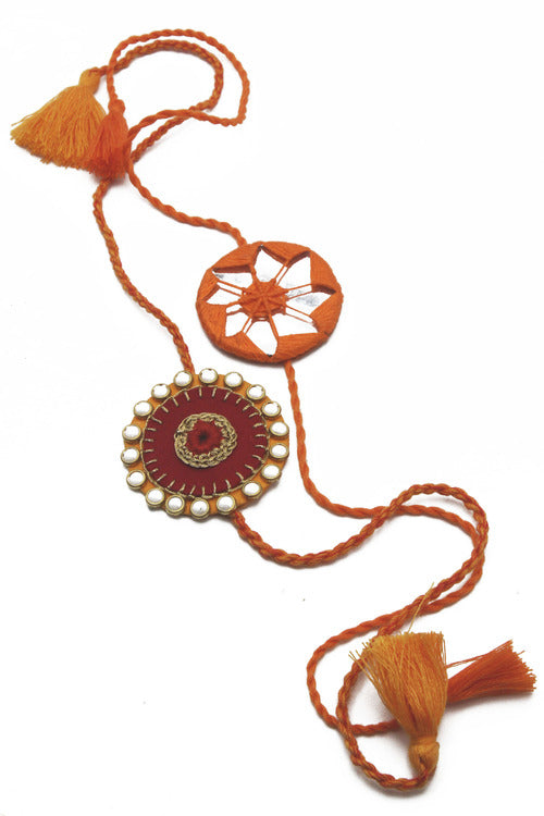 WHE Set of 2 Handmade Kundan and Mirror Rakhi Combo