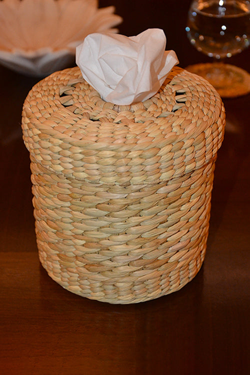 Dharini Kauna Round Tissue Box Natural