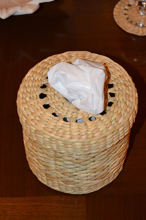 Dharini Kauna Round Tissue Box Natural