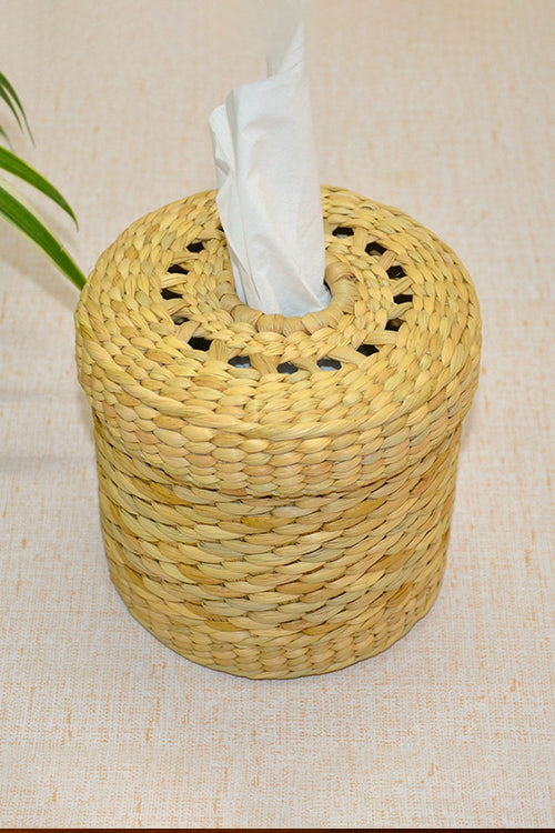 Dharini Kauna Round Tissue Box Natural
