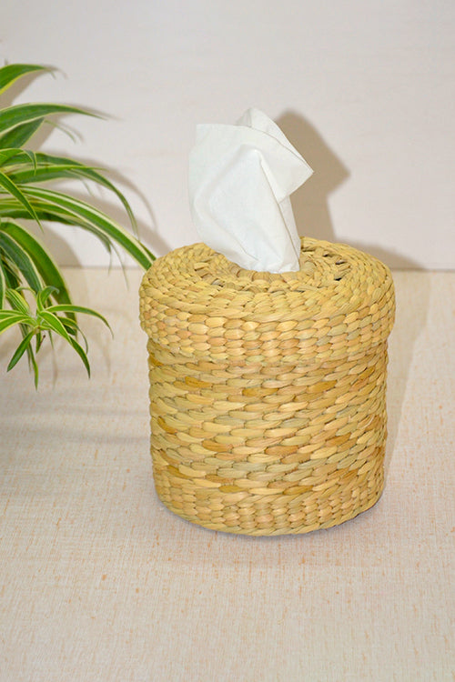 Dharini Kauna Round Tissue Box Natural