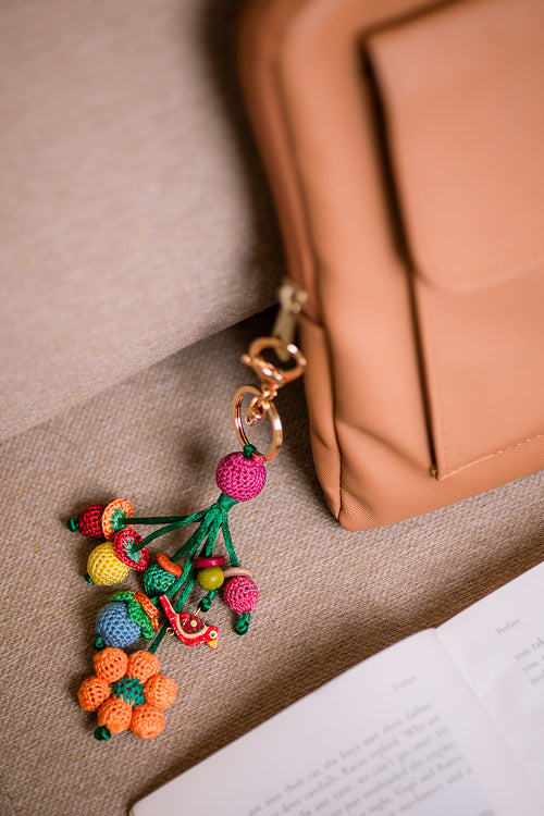 Samoolam Boho Bag Charm Orange Flower Bunch