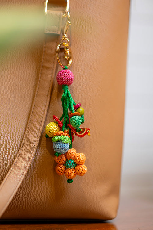 Samoolam Boho Bag Charm Orange Flower Bunch