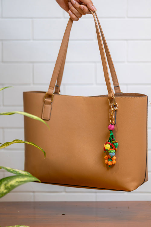 Samoolam Boho Bag Charm Orange Flower Bunch