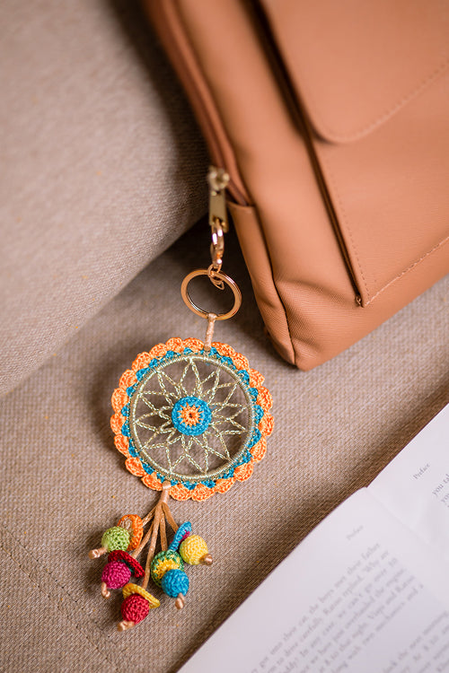 Samoolam Boho Bag Charm Orange Dreamcatcher