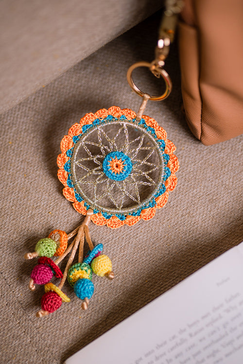Samoolam Boho Bag Charm Orange Dreamcatcher