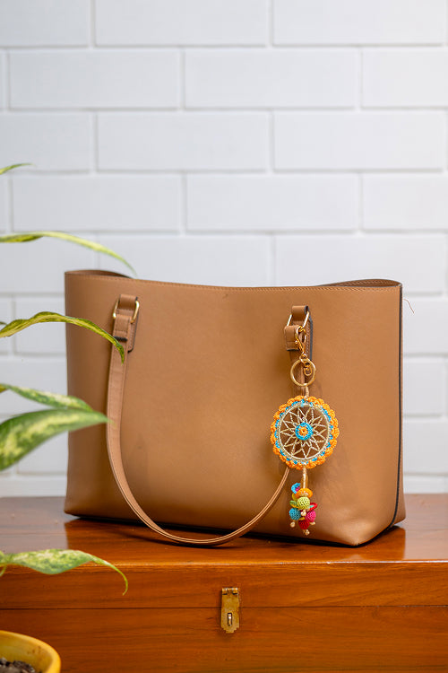 Samoolam Boho Bag Charm Orange Dreamcatcher