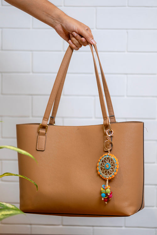 Samoolam Boho Bag Charm Orange Dreamcatcher