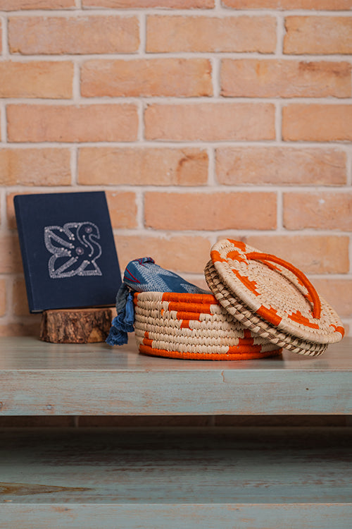 Kraftribe Grass Chapati Box/Storage Box(Orange)