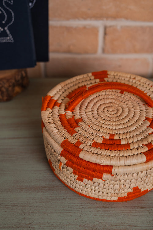Kraftribe Grass Chapati Box/Storage Box(Orange)