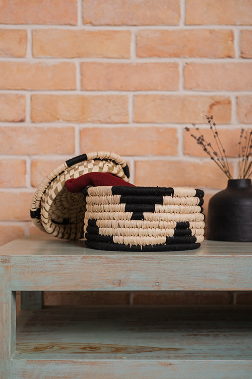 Kraftribe Grass Chapati Box/Storage Box(Black)