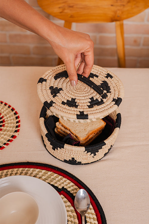 Kraftribe Grass Chapati Box/Storage Box(Black)