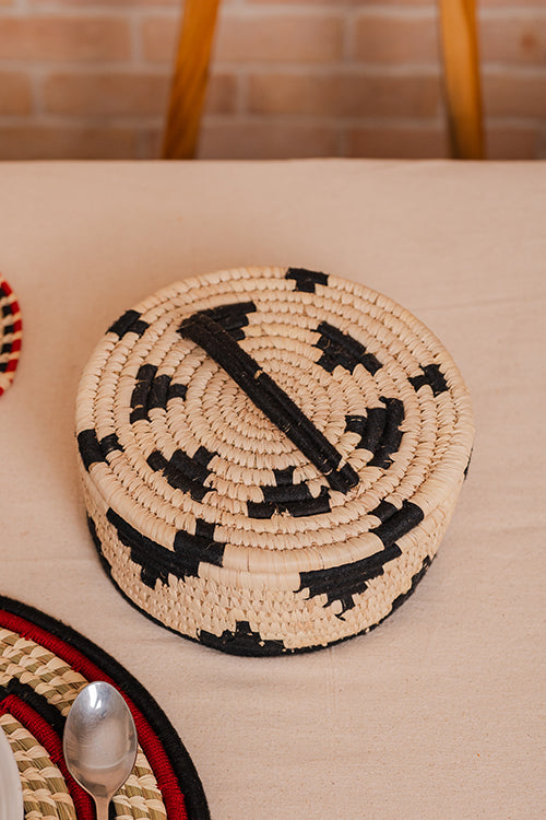 Kraftribe Grass Chapati Box/Storage Box(Black)