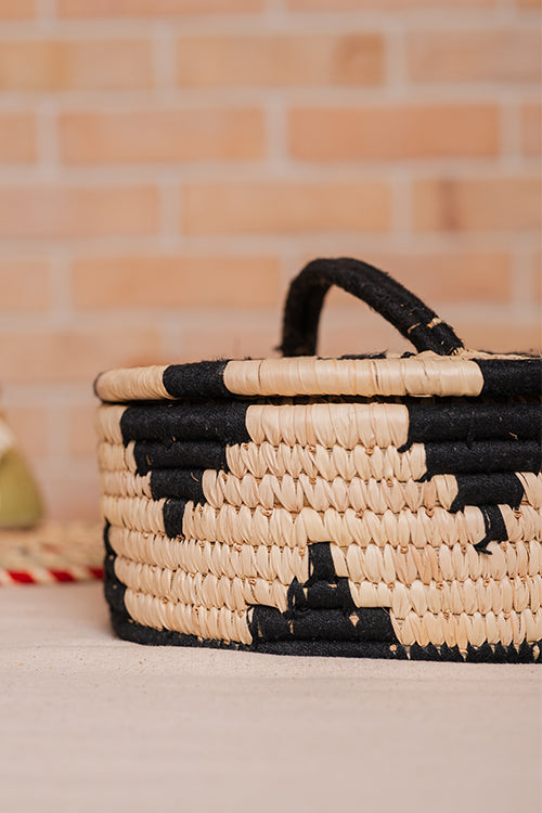 Kraftribe Grass Chapati Box/Storage Box(Black)