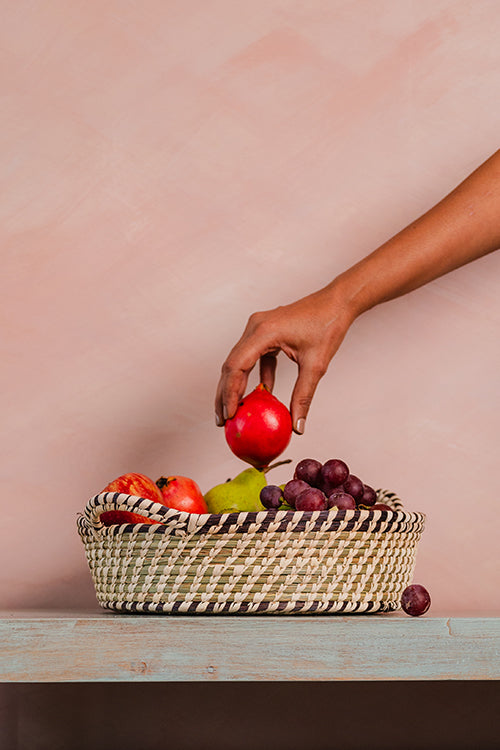 Kraftribe Grass & Palm Leaves Fruit Basket
