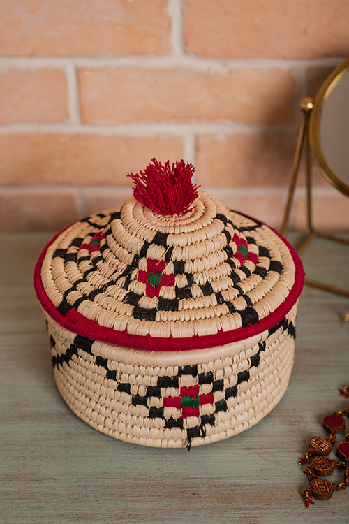 Kraftribe Grass Chapati Box/Storage Box(Multicolour)