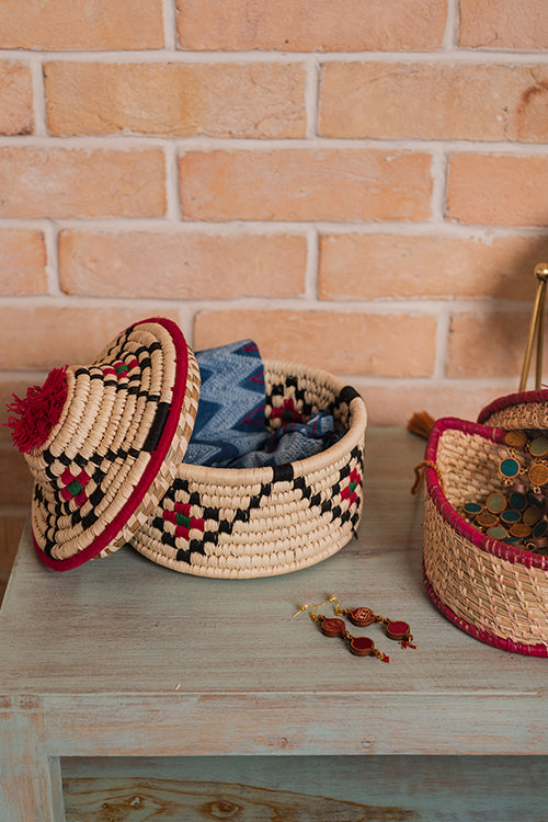 Kraftribe Grass Chapati Box/Storage Box(Multicolour)