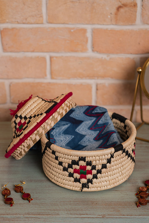 Kraftribe Grass Chapati Box/Storage Box(Multicolour)