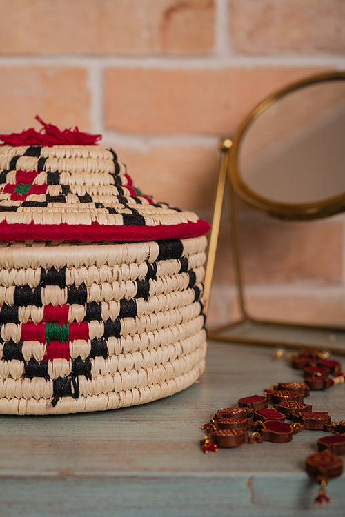 Kraftribe Grass Chapati Box/Storage Box(Multicolour)