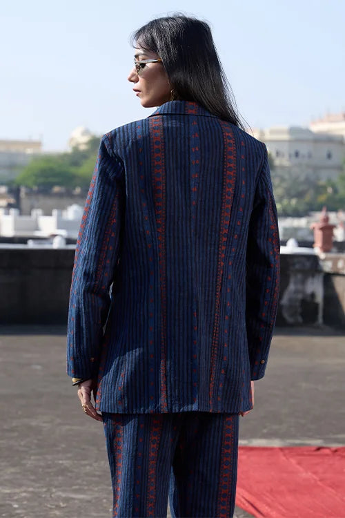 Okhai "Stripes" Cotton Twill Ajrakh Blazer