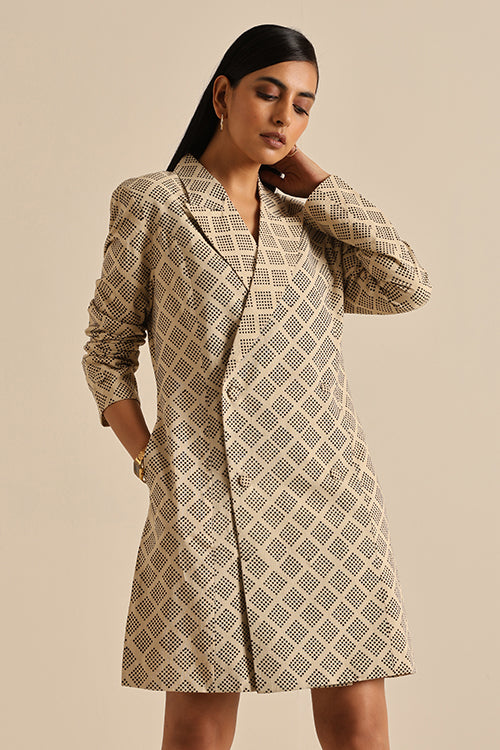 Okhai 'Compassionate' Pure Cotton Hand Block Printed Blazer Dress – Okhaistore