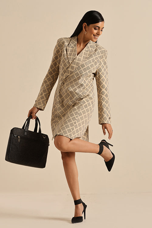 Okhai 'Compassionate' Pure Cotton Hand Block Printed Blazer Dress