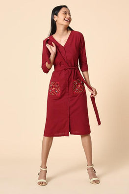 Enhance Embroidered Pure Cotton Dress For Women Online