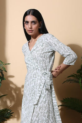 Okhai 'Oasis' Hand Block Printed Pure Cotton Wrap Dress | Relove