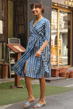 Okhai 'Perfect Geometry' Pure Cotton Indigo Wrap Dress | Rescue