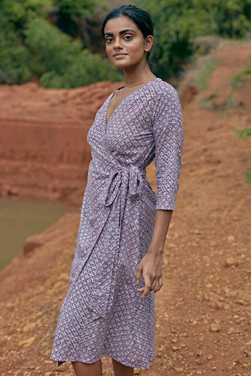Okhai 'Adapt' Naturally Dyed Pure Cotton Wrap Dress| Rescue