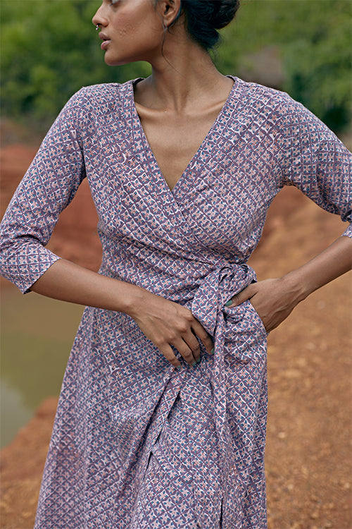 Okhai 'Adapt' Naturally Dyed Pure Cotton Wrap Dress| Rescue