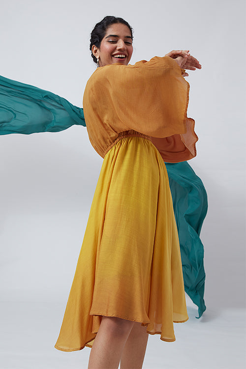 Okhai 'Parisian Dream' Ombre V-Neck Silk Blend Dress| Rescue