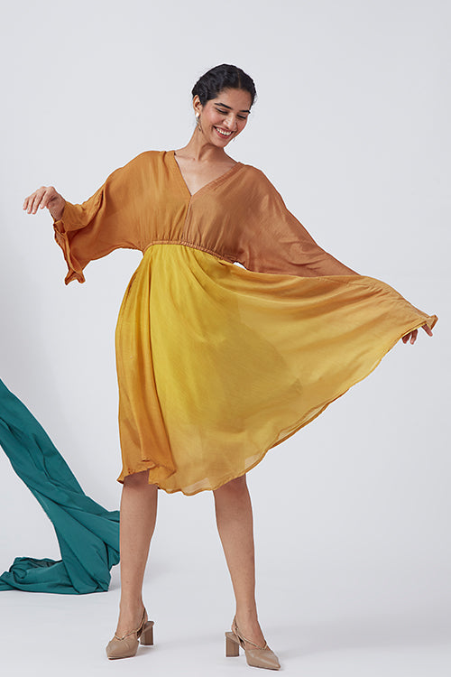 Okhai 'Parisian Dream' Ombre V-Neck Silk Blend Dress| Rescue